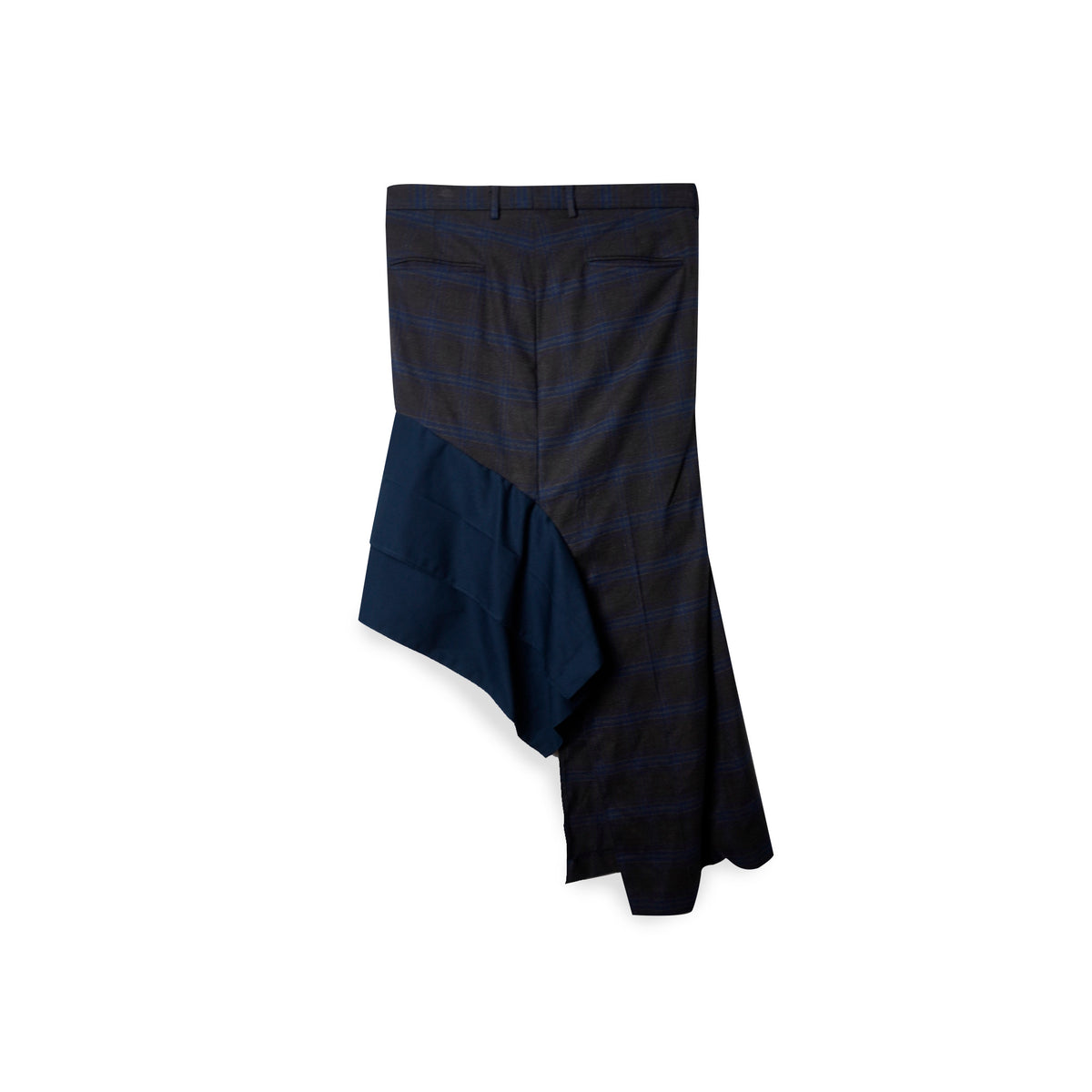 Nira asymmetric dark checked and navy upcycled skirt by Azul Ballestero Berlin