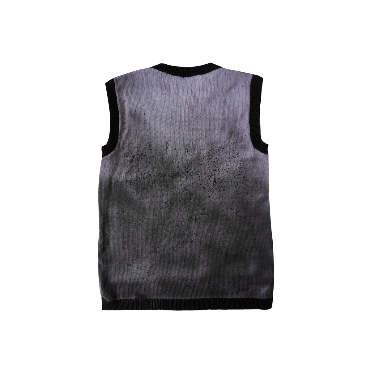 Otto grey and black upcycled knit vest by Azul Ballestero Berlin