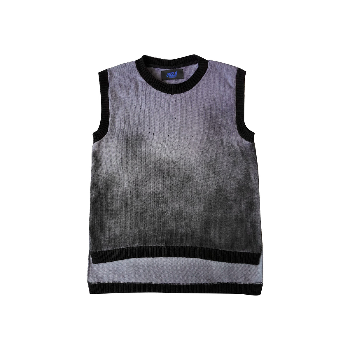 Otto grey and black upcycled knit vest by Azul Ballestero Berlin