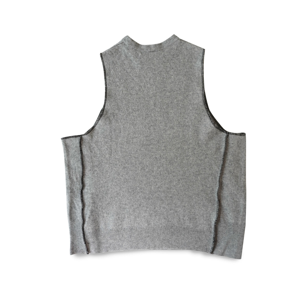 Kian grey reconstructed knit vest with exposed black seams by Azul Ballestero

