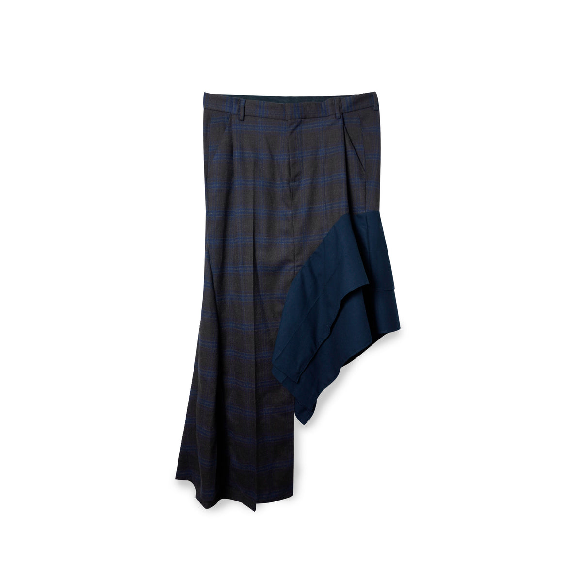 Nira asymmetric dark checked and navy upcycled skirt by Azul Ballestero Berlin
