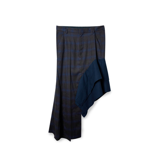 Nira asymmetric dark checked and navy upcycled skirt by Azul Ballestero Berlin
